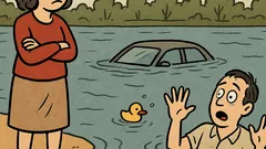 Dowcip: Żona milczy po drzwiach auta